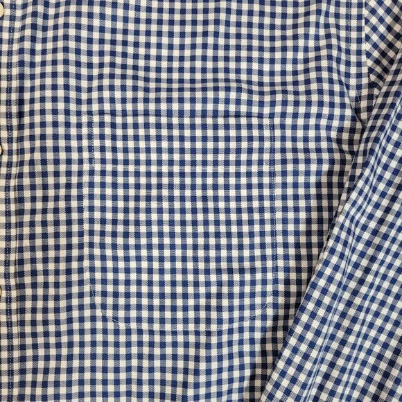 Vtg Peter Millar Nanoluxe Mens Button Down Long Sleeve Shirt Sz L Blue Gingham - Picture 5 of 11